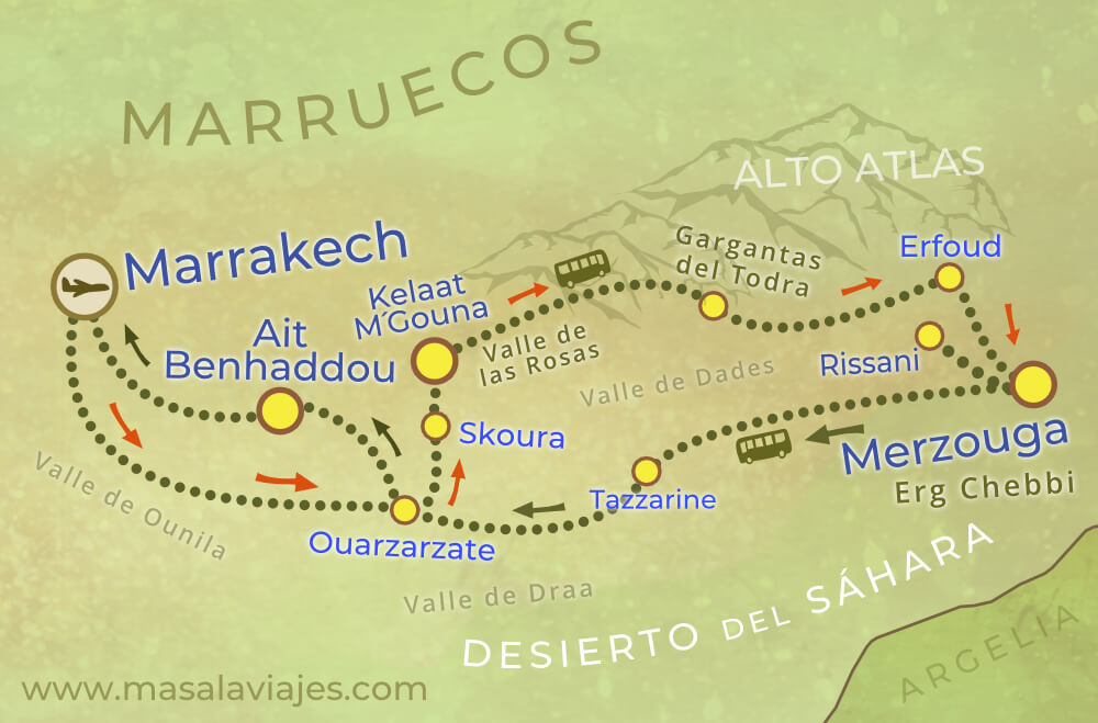 Mapa de ruta Sur Marruecos